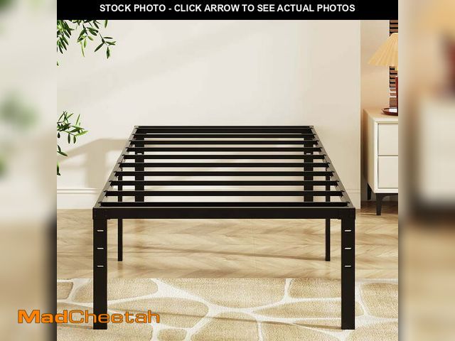 Lot 74-14604711 - Zimtown 16 inch Twin Size Bed Frames Heavy Duty, Metal Platform Bed No Box Spring Needed, Black - UN...