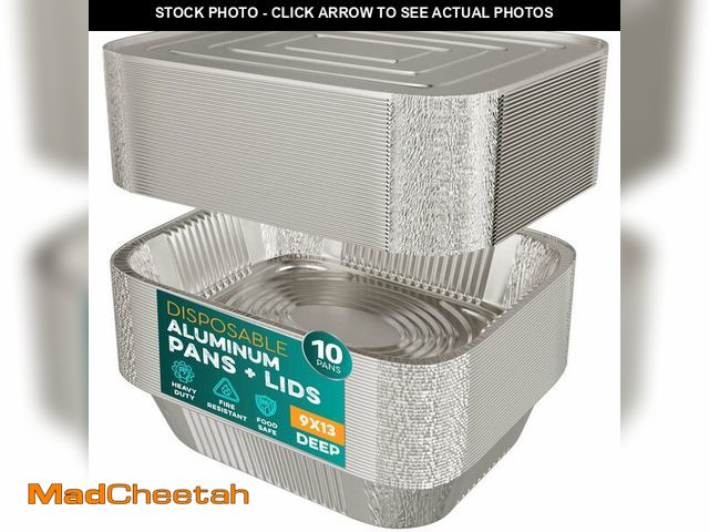 Lot 74-12600163 - Aluminum Pans With Lids 9x13 [10 Sets] Aluminum Foil Pans Trays With Lids - Half Size Tin Foil Dispo...