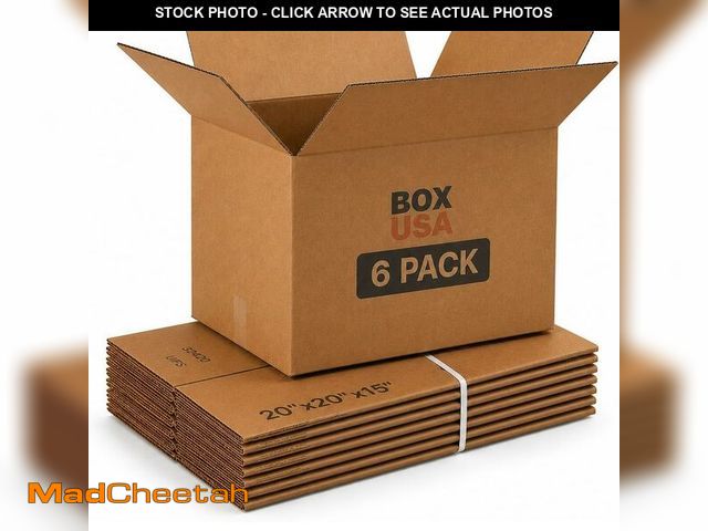 Lot 74-14581690 - BOX USA Moving Boxes Holds 65lbs, 20"L x 20"W x 15"H (5-Pack) Large - Corrugated Cardboard Box for S...
