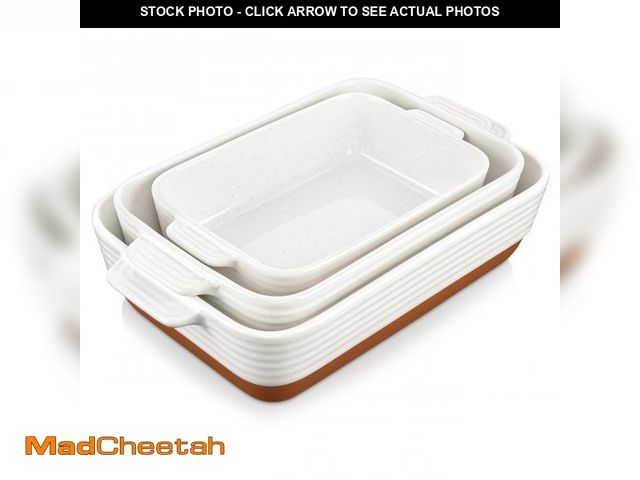 Lot 74-12309824 - MALACASA Casserole Dishes for Oven, Ceramic Baking Dishes Set of 3, Baking Pan Casserole Dish Set, R...