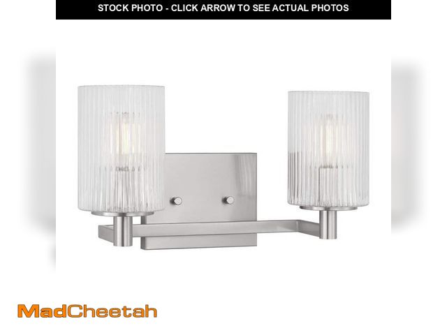 Lot 74-13792393 - Generation Lighting Lando 14.25 in. W x 7.75 in. H 2-Light Brushed Steel Bathroom Vanity Light with ...
