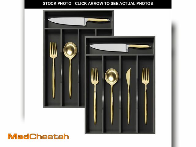 Lot 74-14059957 - Greenual 2 Pack Black Silverware Organizer 10 In Utensil Organizer Silverware Tray for Drawer Cutler...