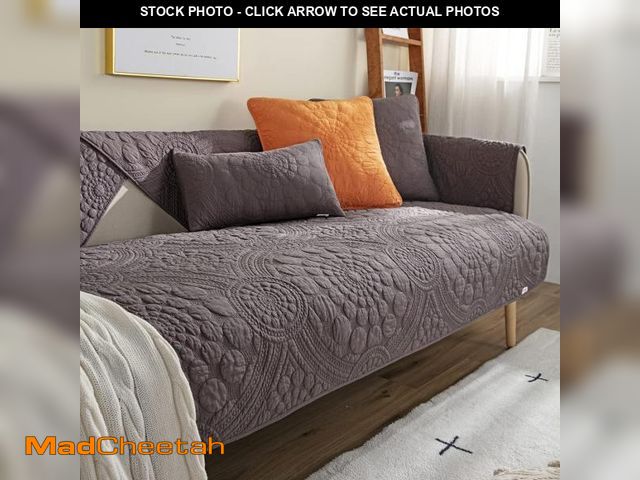 Lot 74-12538092 - *SEE DETAILS* vctops Boho Circle Embroidery Couch Sofa Cover Solid Color Cotton Quilted Non-Slip Sec...