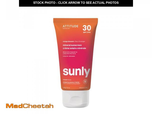 Lot 74-12111475 - ATTITUDE Mineral Sunscreen with Zinc Oxide, SPF 30, EWG Verified, Broad Spectrum UVA/UVB Protection,...