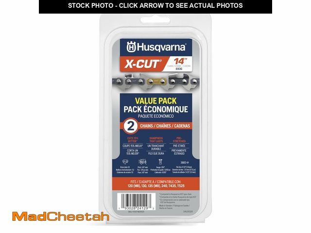 Lot 74-14148643 - Husqvarna X-Cut S93G 14 Inch Chainsaw Chain, 2 pack, 3/8" mini Pitch, .050" Gauge, 52 Drive Link Cha...