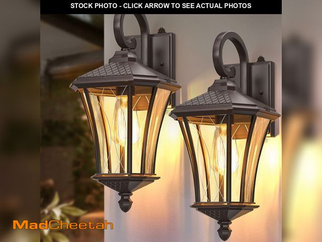 Lot 74-12444801 - YSN 2 Pack Dusk to Dawn Outdoor Light Fixture Wall Mount Porch Lights Weather Resistant Exterior Sco...