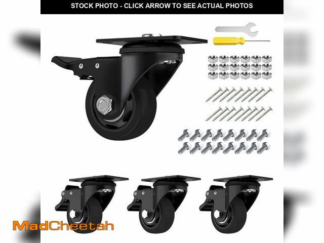 Lot 74-12599641 - 3" Caster Wheels,Caster Set of 4, Heavy Duty Casters with Brake, No Noise Locking Casters with Black...