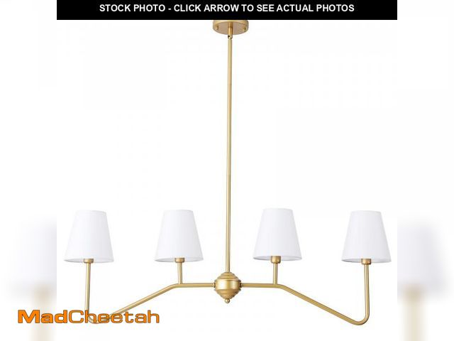 Lot 74-12212608 - 9MMML 39" 4 Arms Dining Room Light, Gold Body+ Fabric Shade Chandelier,Modern Pendant Light for Kitc...