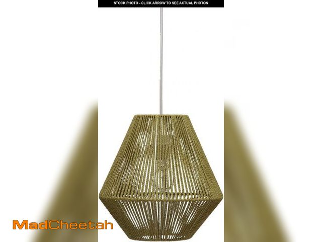 Lot 74-11721630 - Bloomingville Fiber String Lamp, 10' Cord Pendant, 12" L x 12" W x 12" H, Green - UNUSED
