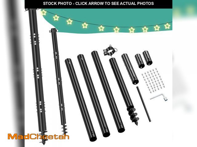 Lot 74-12525094 - HAYOHRT 2 Pack 10Ft Shade Sail Poles Outdoor Sun Shade Cloth Pole Kit with D-clamp Heavy Duty Metal ...