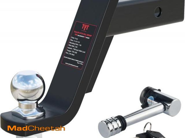 Lot 74-12332942 - TYT Trailer Hitch Mount with 2" Chrome Ball&amp;Lock, Fits 2-in Receiver, 7,500 lbs (6-Inch Drop) - ...