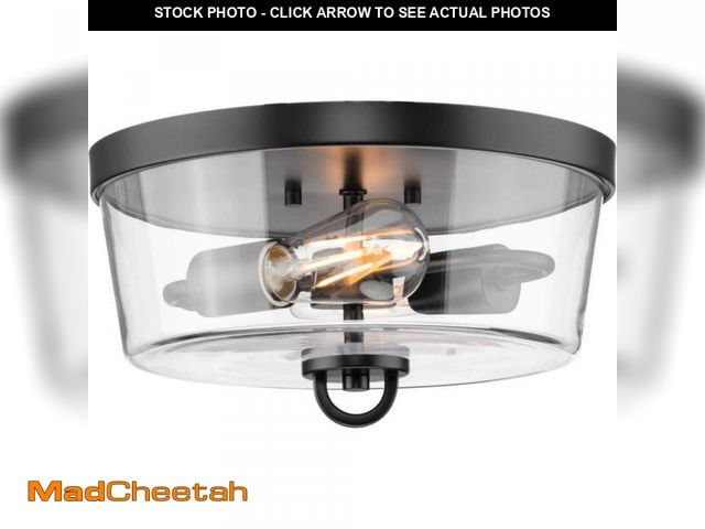 Lot 74-12492446 - Progress Lighting 12 in. 60-Watt Huntscroft Collection 2-Light Matte Black No Bulbs Included Flush M...