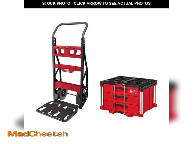 Lot 74-12586180 - (MISSING CART) Milwaukee PACKOUT 20 in. 2-Wheel Utility Cart with PACKOUT 3-Drawer Tool Box - UNUSED