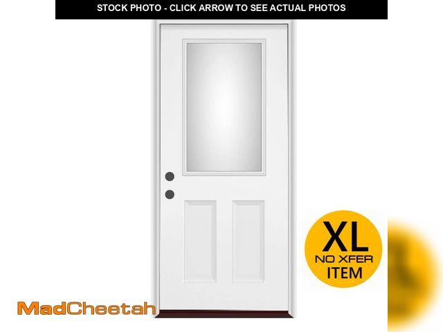 Lot 74-13769753 - GENESIS ENTRIES 32 in. x 80 in. Right-Hand/Inswing 1/2 Lite Clear Glass Pre-Finished Steel Prehung F...