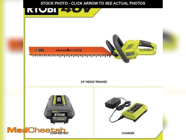 Lot 74-13778709 - RYOBI 40V 24 in. Cordless Battery Hedge Trimmer with 2.0 Ah Battery and Charger - UNUSED
