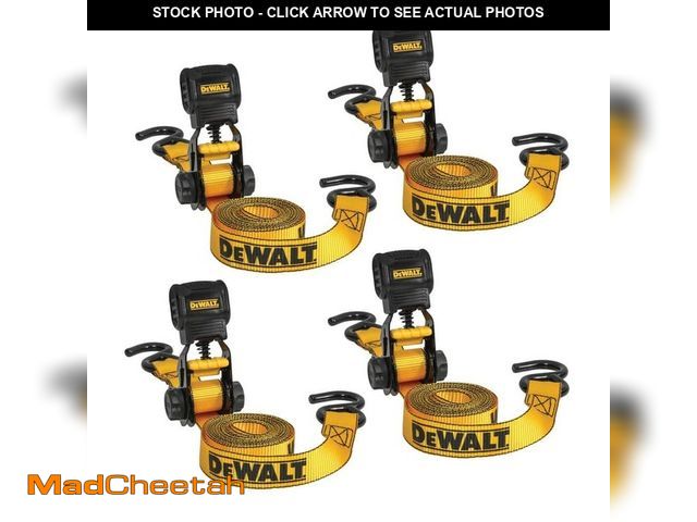 Lot 74-13776729 - DEWALT 1.0 in. x 12 ft. Ratchet Tie-Down Straps 1500 lbs. Break Strength (4-Pack) - UNUSED