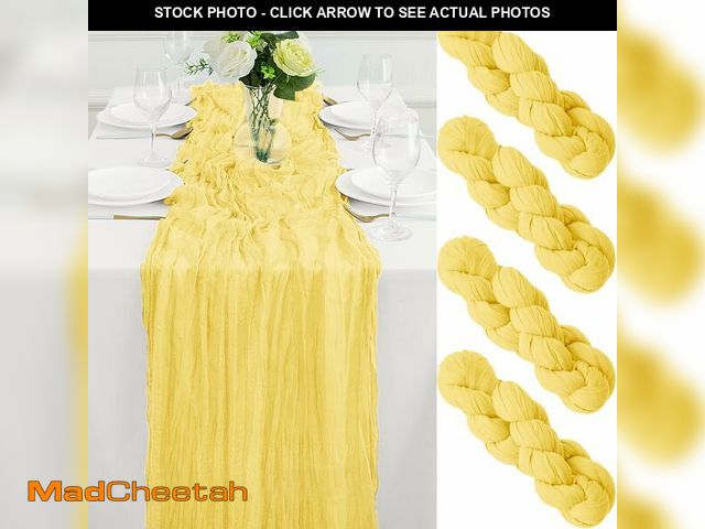 Lot 74-14293830 - 4Pack Light Yellow Cheesecloth Table Runner 10FT Gauze Cheese Cloth Table Runner 35x120Inch Long Boh...
