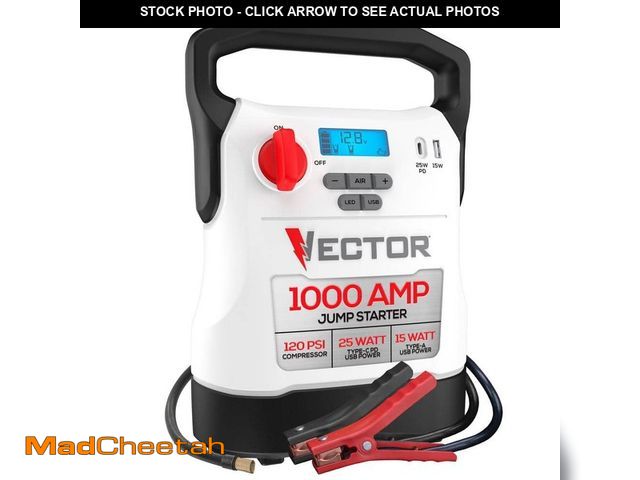 Lot 74-13692572 - *MISSING POWER CORD* VECTOR 1000 Amp Jump Starter, Compressor, USB Power *MISSING POWER CORD* - UNUS...