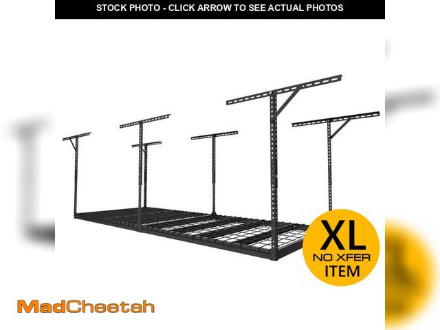 Lot 74-12581633 - FLEXIMOUNTS Max Series 36 in. W x 24 - 40in. x 96 in. D Heavy Duty Ceiling Mounted Garage Rack - UNU...