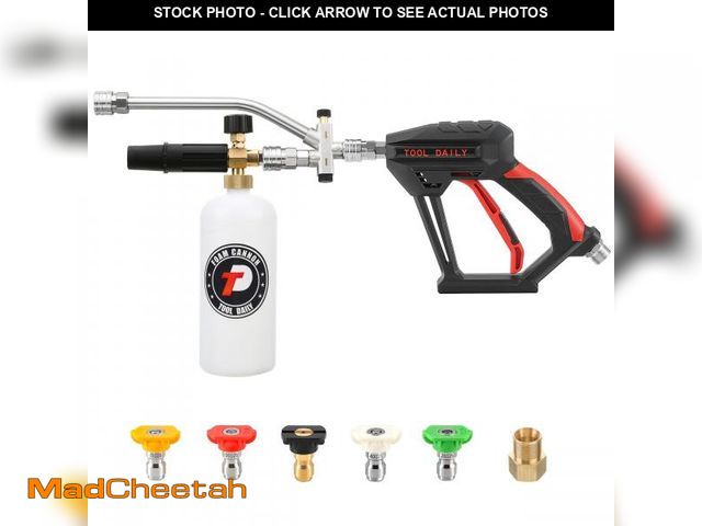 Lot 74-11858893 - Tool Daily Short Pressure Washer Gun with Foam Cannon, Dual Connector Accessory, 1/4 Inch Quick Conn...