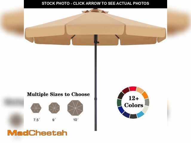 Lot 74-14260171 - ABCCANOPY 9ft Outdoor Market Hand Push Patio Umbrella With Hanging Edge,12+Colors, Khaki - UNUSED