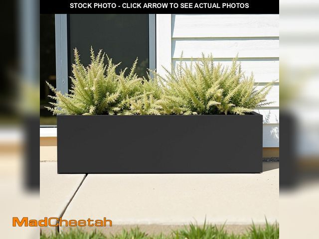 Lot 74-12584601 - Dovelina Tall 35.83 in. Lx9 in. Wx9 in. H Rectangular Black Metal Planter Pots Indoor Outdoor Plante...