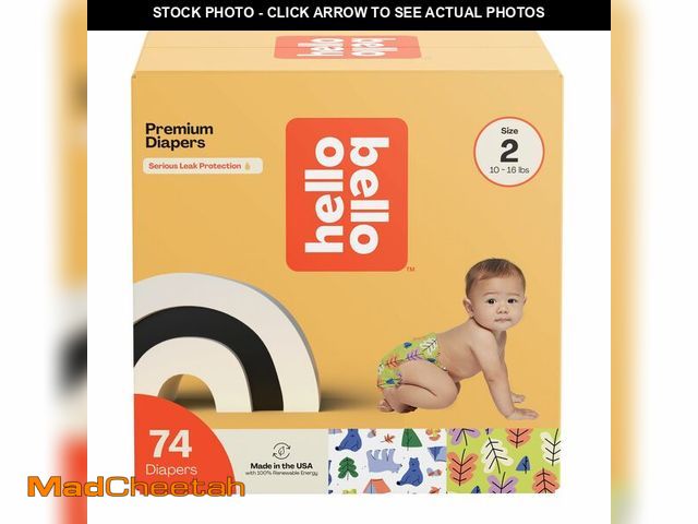 Lot 74-13625648 - Hello Bello Premium Diapers Size 2, Happy Camper &amp; Live Leaf Love Designs, 74ct Club Box - UNUSE...