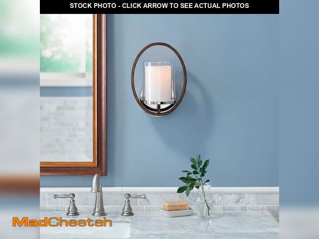 Lot 74-12854694 - Home Decorators Collection Downing 1-Light Polished Nickel/Corona Bronze Wall Sconce - UNUSED