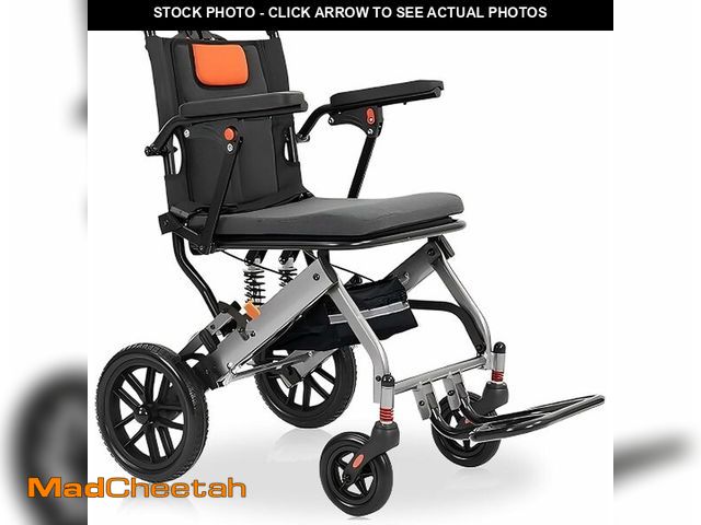 Lot 74-14581902 - IDEALHOUSE Lightweight Foldable Wheelchair for Adults, 20 lbs Portable Travel Wheelchair, Shock Abso...