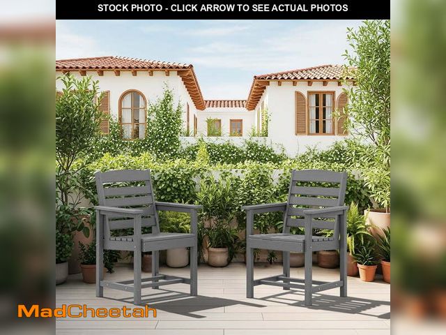 Lot 74-13657204 - SERWALL Patio Dining Chair Set of 2,HDPE Outdoor Dining Chairs, Grey - UNUSED