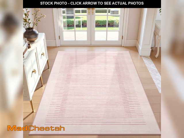 Lot 74-14154965 - Wonnitar Washable Striped Living Room Area Rug 5x7, Non-Slip Berber Stripe Pink Area Rugs for Bedroo...
