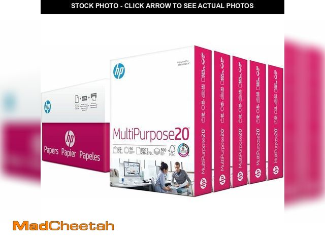 Lot 74-13844602 - HP Papers | 8.5 x 11 Paper | MultiPurpose 20 lb | 5 Ream Case - 2500 Sheets | 96 Bright | Made in US...