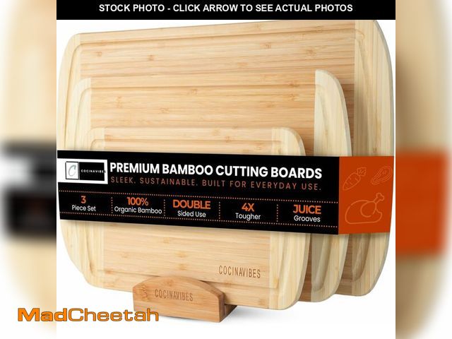Lot 74-13697728 - (MISSING HOLDER) Bamboo Cutting Board Set - Charcuterie &amp; Chopping Boards for Kitchen, Large &am...