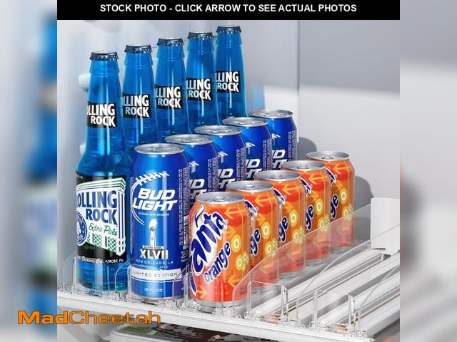 Lot 74-12309100 - LAMU Drink Organizer for Fridge, Soda Can Organizer Dispenser for Refrigerator with Automatic Pusher...