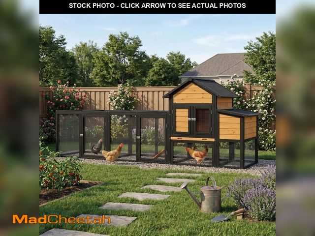 Lot 74-14607051 - GOGEXX Weather-Resistant Outdoor Wooden Chicken Coop with Run, Pull-Out Tray and Nesting Box for 2-4...
