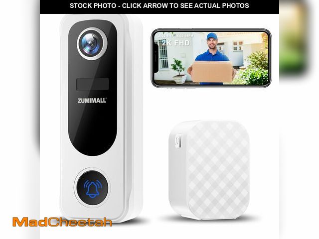 Lot 74-13632466 - ZUMIMALL Doorbell Camera Wireless No Subscription - 2K Video Doorbell Wireless with Chime, 2 Way Aud...