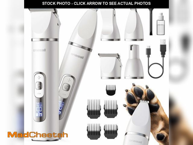 Lot 74-13572953 - oneisall 4 in 1 Dog Grooming Kit with LCD Display, Dog Hair Trimmer for Paw Nail Grinder, Rechargeab...