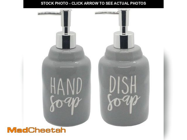 Lot 74-14293476 - 2 Pack Ceramics Hand Soap and Dish Soap Dispenser Set for Kitchen and Bathroom, Refillable Liquid Ha...