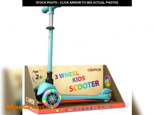 Lot 74-12509994 - Campior Teal Mini 3 Wheel Scooter for Kids - Lean-to-Steer Kick with LED Light-Up Wheels, Adjustable...