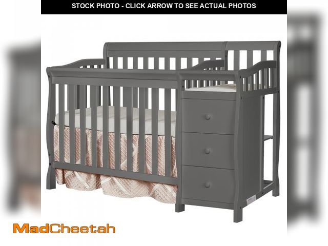 Lot 74-12335507 - Dream on Me Jayden 4-in-1 Convertible Mini Crib and Changer  Storm Grey - UNUSED