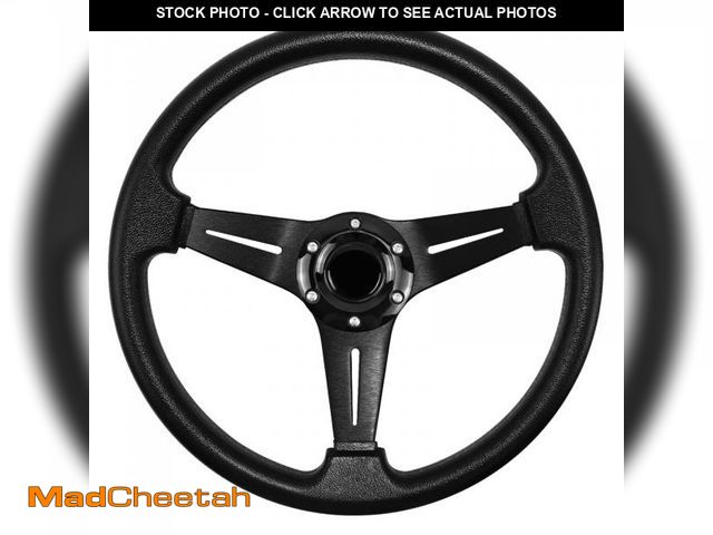 Lot 74-12312076 - QYMOPAY Universal Racing Steering Wheel, 13.8 Inch 6 Bolt Anti-Slip Leather and Aluminum Gaming Stee...