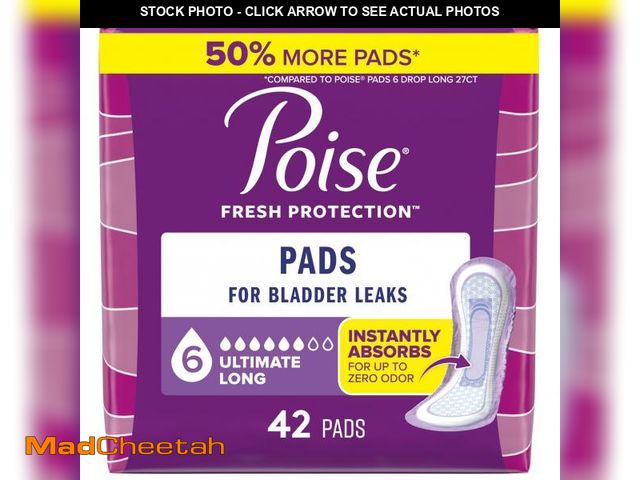 Lot 74-12219687 - Poise Incontinence Pads &amp; Postpartum Incontinence Pads, 6 Drop Ultimate Absorbency, Long Length,...