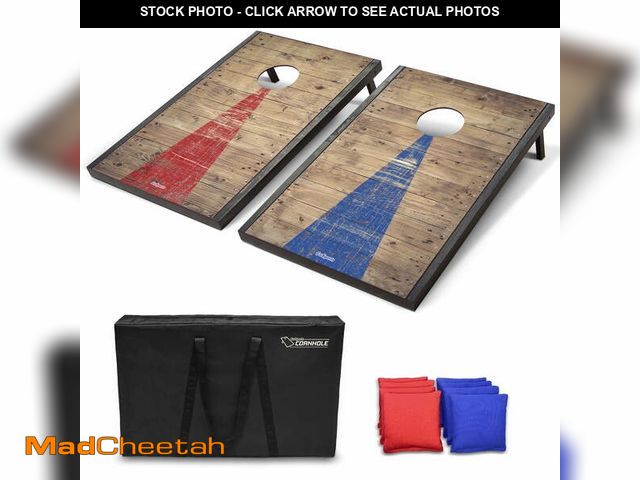 Lot 74-14288095 - (MISSING CARRY BAG, BEAN BAGS) GoSports 3 x 2 ft Rustic Design Cornhole Game Set - Includes Two 3 x ...