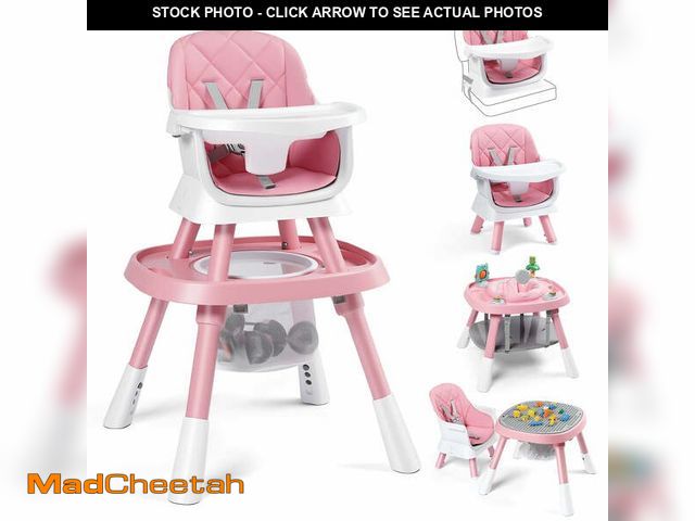 Lot 74-14261285 - AILEEKISS 15-in-1 Baby High Chair, Toddler Dining Booster Seat with Activity Center, Pink - UNUSED