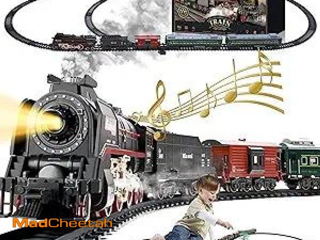 Lot 74-11910237 - Train Set with More Tracks &amp; Carriages, Luxury Train Toys with Smoke, Light and Sound, Christmas...