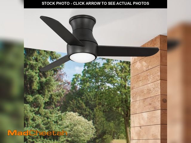 Lot 74-14113479 - Hampton Bay Naderbury 36 in. Indoor/Covered Outdoor Matte Black Ceiling Fan with White Color Changin...