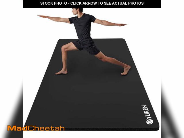 Lot 74-14435463 - YR Large Yoga Mat 78"x35" Thick 10mm NBR Foam Pilates Cardio Fitness Floor Exercise Pad, Black - USE...