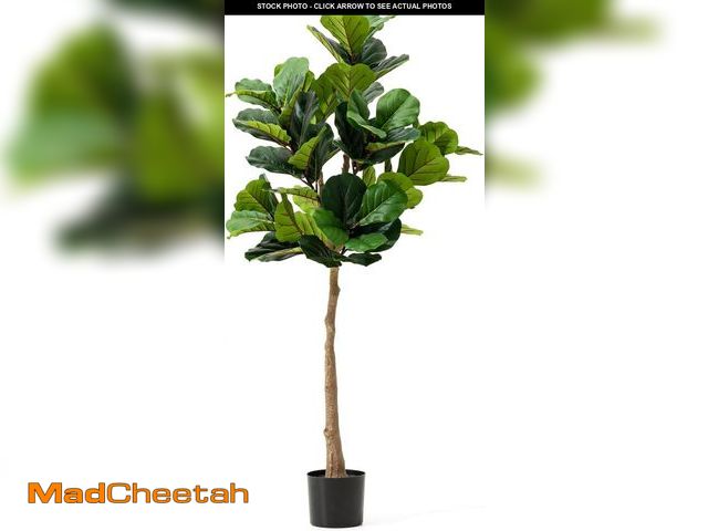 Lot 74-12399812 - Glitzhome Artificial Tree 5ft Tall Fake Potted Fiddle Leaf Fig Tree with Planter for Modern Home Off...
