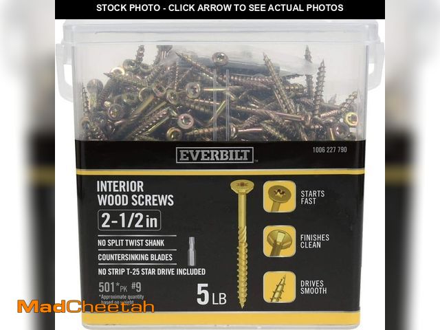 Lot 74-14467846 - Everbilt #9 x 2-1/2 in. Star Drive Flat Head Interior Wood Screws (501-Pack) 117349 - UNUSED