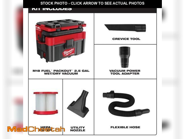 Lot 74-12872594 - (MISSING ONE ATTACHMENT) Milwaukee M18 FUEL PACKOUT 18-Volt Lithium-Ion Cordless 2.5 Gal. Wet/Dry Va...